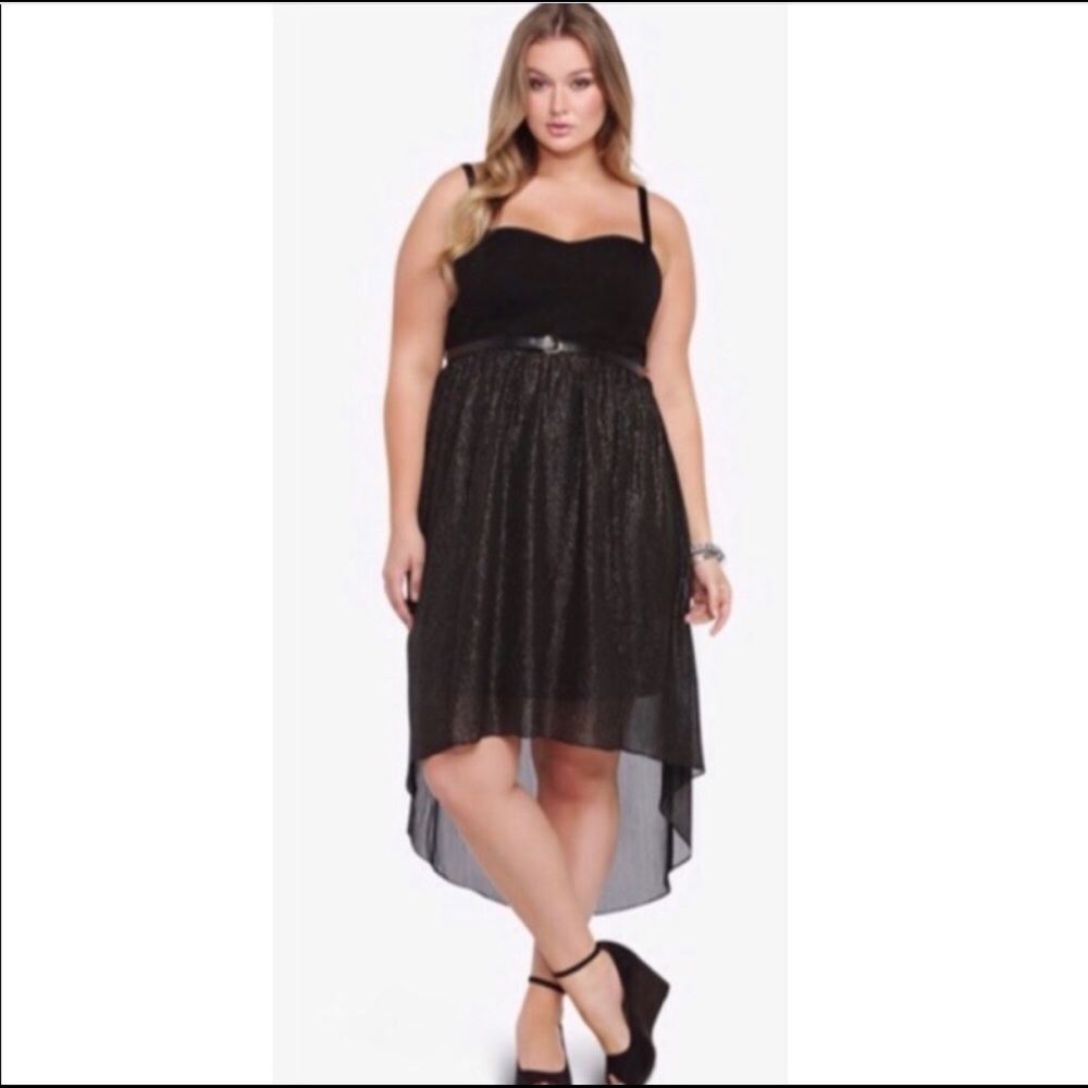 Torrid Black and Gold High Low Dress